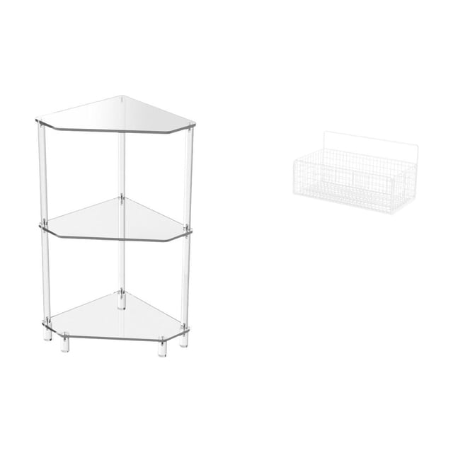 Estante Flotante De Esquina Moderno Con Cestas De Alambre De 3 Niveles Para Cocina, Baño, Sala De Estar Y Organizador Fácil De Limpiar.