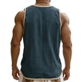 thumbnail image 3 of Tank Tops Men Henley Shirts Cotton Linen Sleeveless Muscle Gym Workout Running Beach Summer Vintage Button Tank Tops, 3 of 5