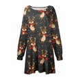 thumbnail image 5 of RKSTN Robes pour Femmes Manches Courtes Col Rond Imprimé Mode Taille Haute Mi-Mollet Robe Ample, 5 of 5