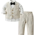 thumbnail image 1 of Baby Boy Formal Outfit Tuxedo Plaid Gentleman Suit Onesie Jumpsuit, 1 of 7