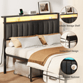 thumbnail image 3 of Satifur Queen LED Bed Frame with Smart RGB Lights, Headboard Charging Station, Versatile Storage Solution, Comfortable Upholstered Backrest, No Box Spring Needed, 3 of 10