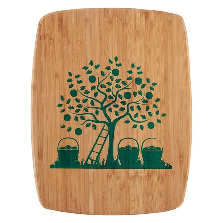 Your Choice Kitchen Trench Bamboo Board With Silk Screen Tree Image  11  x 14   Wood