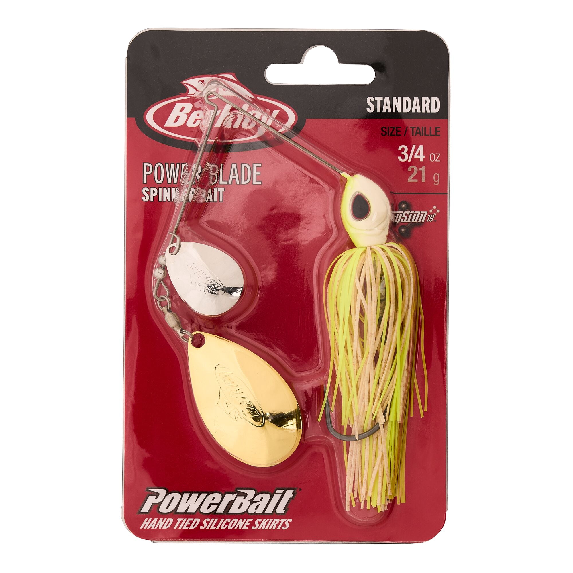 Berkley Power® Blade Standard, Spinnerbaits, White Chartreuse/Silver + Gold (1 Count)