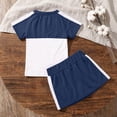thumbnail image 5 of Zynoxe Girls Athletic Sets Outdoor Color Block Round Neck Short Sleeve and Elastic Waist Skirt Summer Outfits Soft Lightweight Sports Two Piece Sets Navy 0 Years, 5 of 9