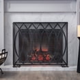 thumbnail image 2 of GDF Studio Ankeny Modern Single Panel Iron Fireplace Screen, Black Brushed Silver, 2 of 7