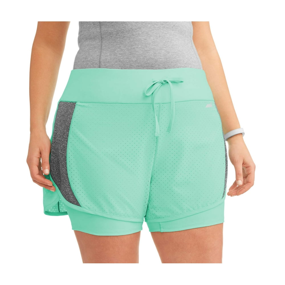 Avia Women's Plus Size Active Perforated Running Short with Built in