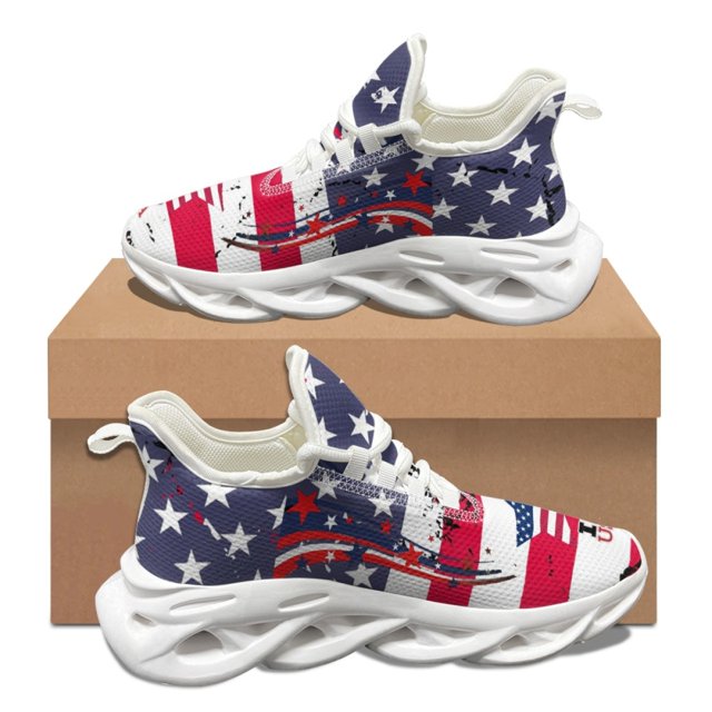 Zapatos vulcanizados unisex con estampado de pentagrama y bandera de Estados Unidos para otoño e invierno, con amortiguación, antideslizantes y cómodos para caminar.