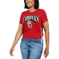 thumbnail image 4 of Women's WEAR by Erin Andrews Red St. Louis Cardinals Side Lace-Up Cropped T-Shirt, 4 of 4