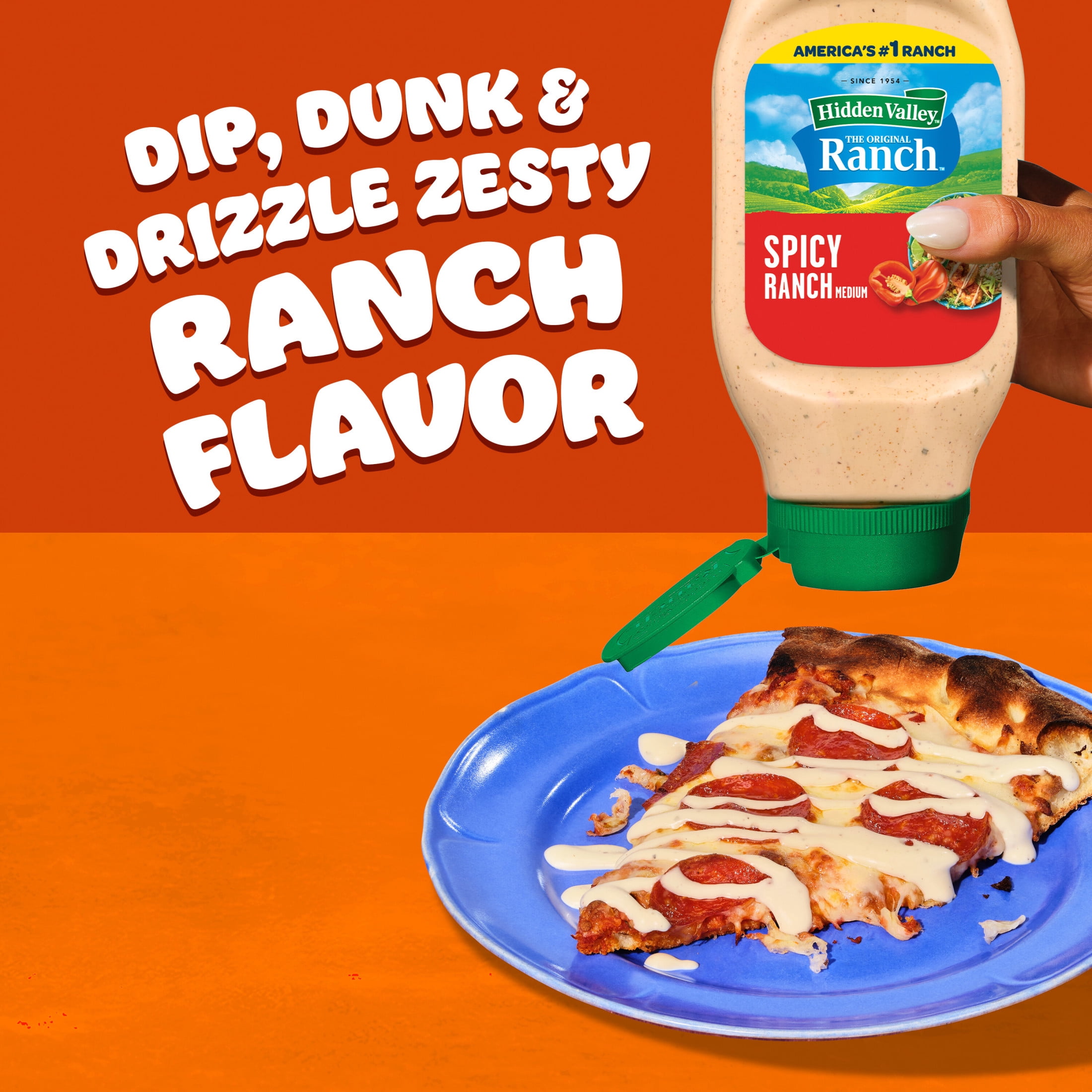 (6 pack) Hidden Valley Spicy Ranch Salad Dressing & Condiment, 16 fl oz Squeeze Bottle
