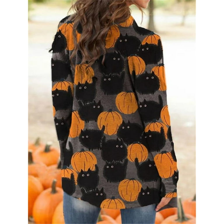 Halloween Fall Pumpkin Black Denim Handmade Jacket Halloween 