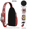 thumbnail image 3 of Sling Backpack,Red Christmas Knitted Pattern Crossbody Bag with Water Bottle Holder,Waterproof Sling Bag for Men/Women with Chest Phone Holder for Hiking,Travel, 3 of 6