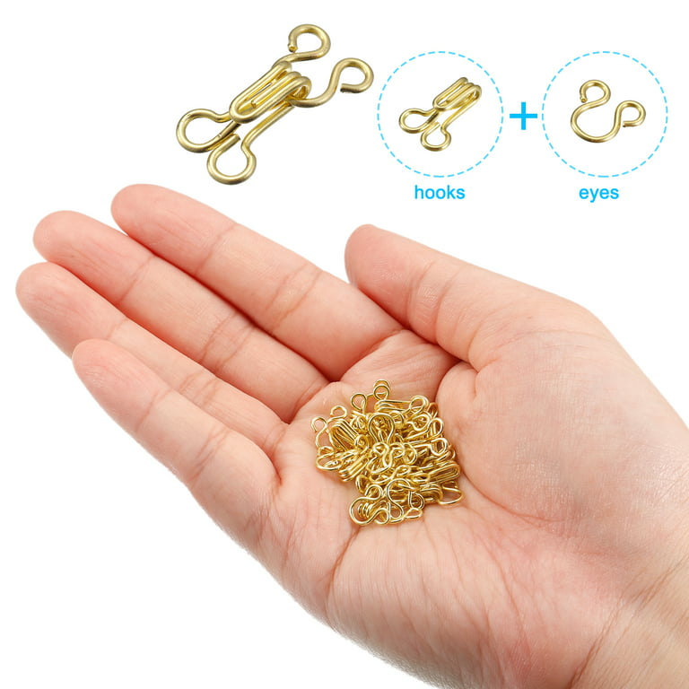68pcs Sewing Hook Eye Closure Clothing Fasteners for Bra Clothing Golden