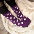thumbnail image 3 of Women's Soft and Cozy Fuzzy Crew Socks, 4 Pairs, Color 03 Dot Purple Grey, 3 of 5
