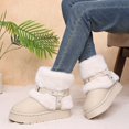 thumbnail image 5 of Womens Winter Snow Boots Thick Soled Extra Thick Warm Anti-Slip Fashion Fuzzy Shoes Beige 6.5, 5 of 7