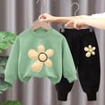 thumbnail image 2 of Gubotare Little Girl Outfits Girls Fall Outfit Teen 2 Piece Sweatshirt and Sweatpant Tracksuit Fashion Cute Clothes Size 9-10 (Green,9-10 Years), 2 of 5