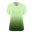 thumbnail image 5 of Fanxing Plus Size T Shirts For Women Clearance $5 L Green Gradient Graphic Tees Oversized V Neck Short Sleeve Summer T-shirt, 5 of 5