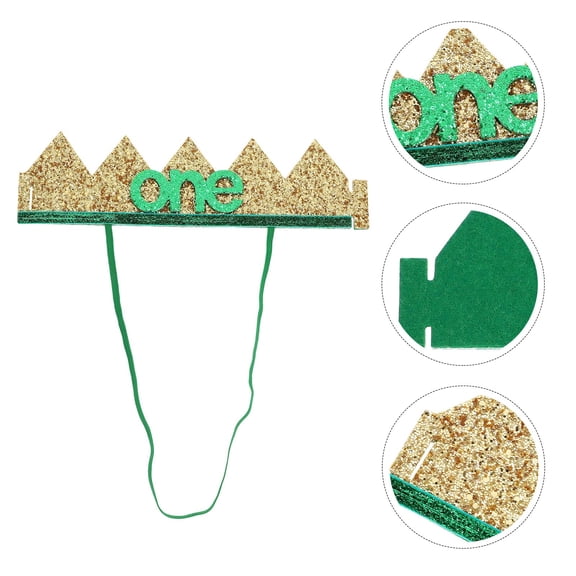 LOLIPPYY Green 1st Birthday Headband Crown Cloth Supplies for Kids Glitter Effect