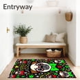 thumbnail image 3 of ODIKA 8'x10' Machine Washable Non-Slip Area Rug, Whimsical Pug Portrait with Bow and Spectacles Interlocking Holiday Motifs High Traffic Rug with Pad, Black, 745639, 3 of 8