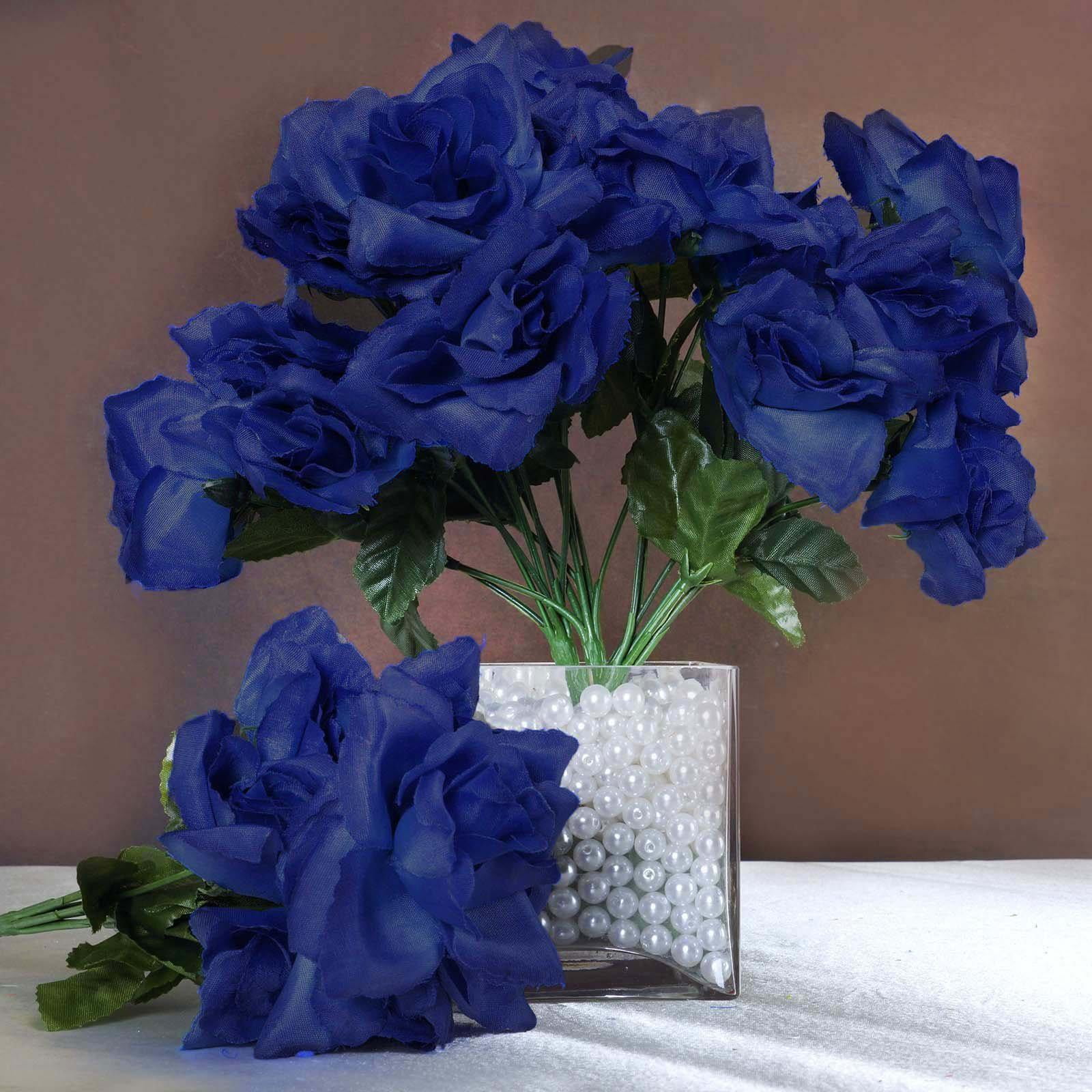 Royal Blue Rose Bud Silk Flower Bush 