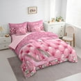 thumbnail image 3 of Feelyou Pink High Heel Twin Bedding Sets 7-Piece for Girls, Princess Sequin Print Bedding Comforter Set, Chic Glitter Diamond Reversible Sheet Sets, Lightweight Room Decor, 3 of 7
