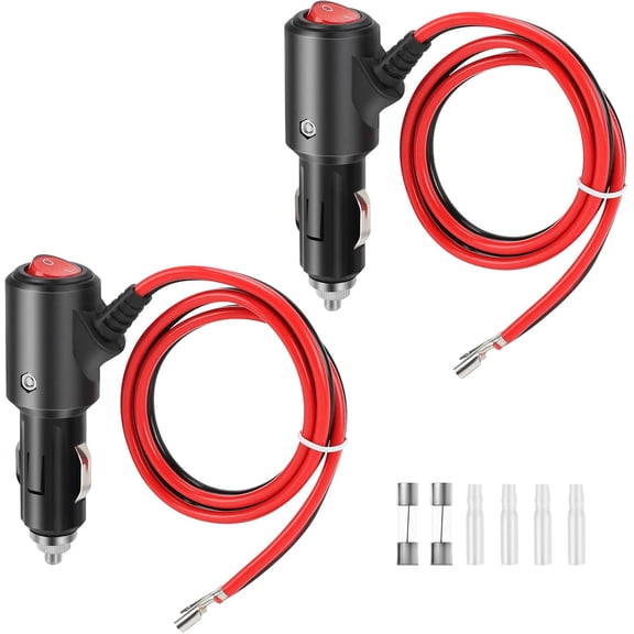 12V Cigarette Lighter Male Plug Replacement with On Off Switch and Leads 1.8FT 14AWG Cigarette Lighter Adapter Extension Cable For Car Truck Motorcycle