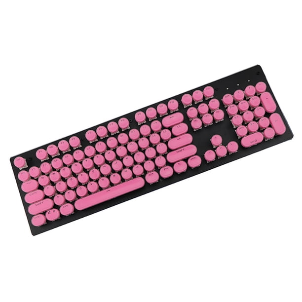 Teclado retroiluminado, receptor ABS de mano, redondo, fuerte estabilidad, ergonomía suave, teclas, cubierta, ordenador portátil para el hogar, Juegos de teclado y mouse para computadora Rosa