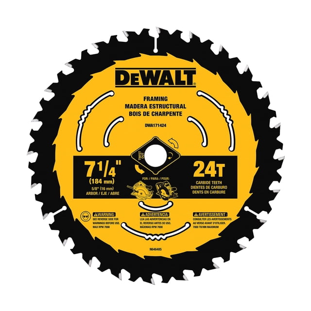 Hoja de sierra circular DEWALT DWA171424B10 para madera 24T 7.25 pulgadas