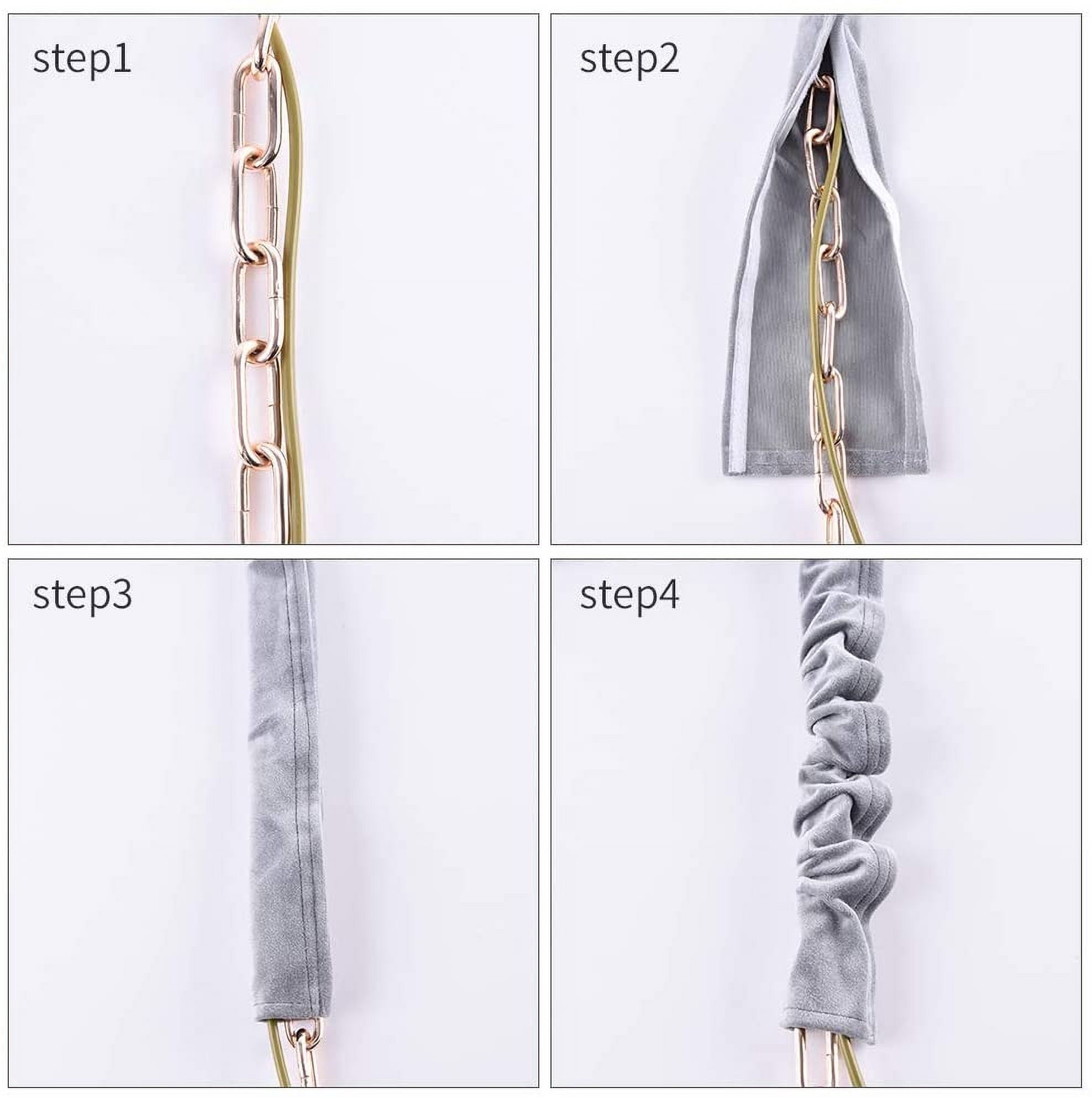 FEFEFW-Chandelier Chain Cover Cord Cover 6 Feet,Flannelette Fabric Cord Covers for Chandelier Wire Protector and Deco(Gray)