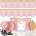 thumbnail image 1 of Frascos para velas Creahaus de vidrio rosa de 10 oz, paquete de 16 con tapas, 1 of 6
