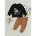 thumbnail image 2 of Faithtur Toddler Boys 2PCS Pants Sets Long Sleeve Letter Print Sweatshirt Tops and Drawstring Pants Sets, 2 of 9