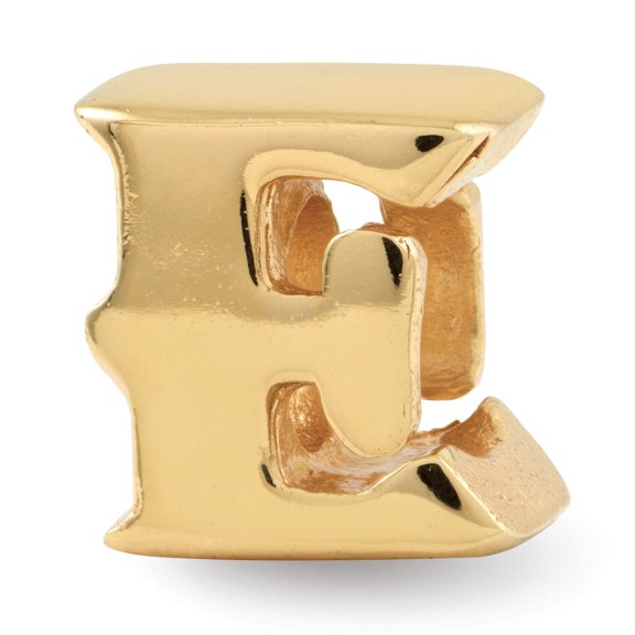 Initial Letter E Charm .925 Sterling Silver & Gold Plated Reflection Beads - QRS468EGP