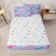 thumbnail image 4 of Erosebridal Pretty Butterfly Pattern Zipper Twin Comforter Sets with Fitted Sheet and 2 Pillowcases,Wild Flower Print Zipper Bedding Set,Blue Pink,Reversible, 4 of 6