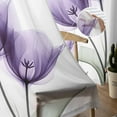 thumbnail image 5 of Purple Tulip Semi Sheer Curtains 96 Inch Length 2 Panels Set, Spring Floral Pastoral Flower Aesthetics Sheer Kitchen Curtain Privacy Voile Window Curtain for Living Room Bedroom Rod Pocket Drapes, 5 of 7