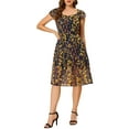 thumbnail image 2 of Vestido midi floral de tirantes con escote corazón y mangas acampanadas INSPIRE CHIC en azul oscuro XL, 2 of 5