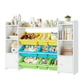 Homfa Kids Bookshelf & Toy Box Combo, White Children's Shelves