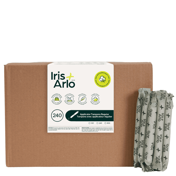 Iris + Arlo Organic Tampons 100% Cotton | Regular (240 Count) Glossed Cardboard Applicator