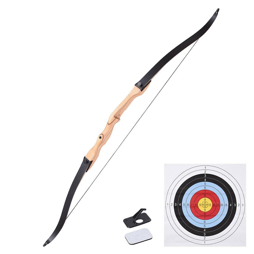 65" 30lbs Recurve Long Bow Draw Right Hand Traditional Archery Hunting Take Down