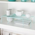 thumbnail image 2 of Smart Design Expandable Storage Rack - Scratch Resistant Feet - Metal Wire - Kitchen Counter, Bathroom Medicine Organizer Shelf, Sink Cabinet, Spice Pantry, Cupboard Riser - 16 x 32.5 - Light Blue, 2 of 6