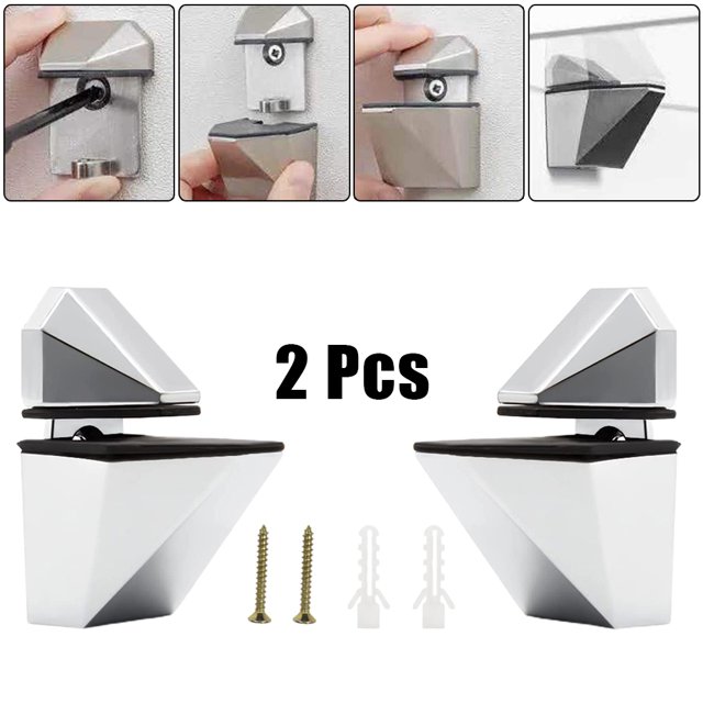 Goodhd 2 x Zinc Alloy Adjustable Shelf Clamp Glass Shelf Support Plate Holder Bracket