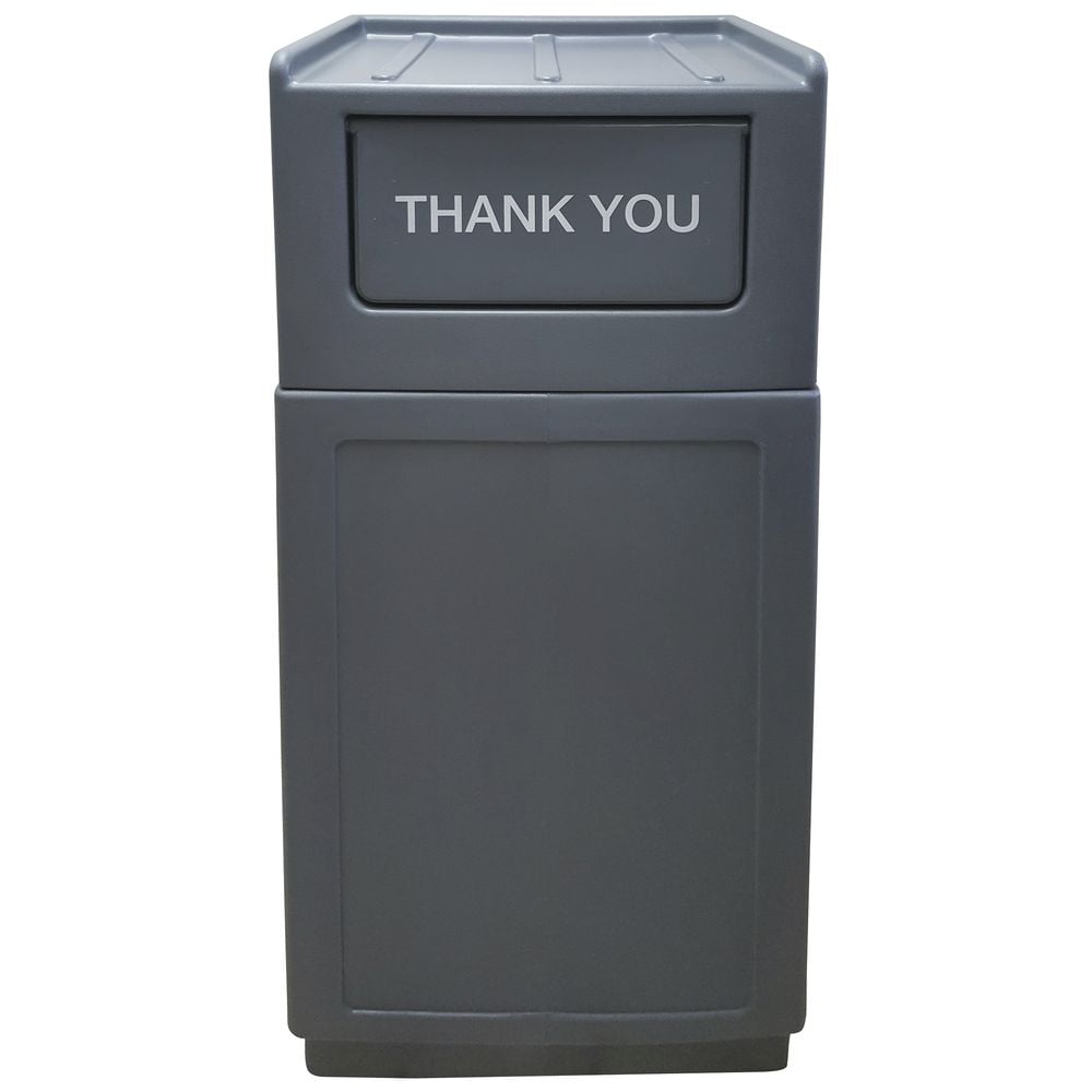 HUBERT® Trash Receptacle Garbage Can with Tray Top Lid 39 Gallon Grey