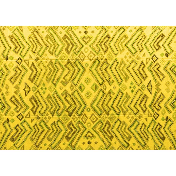 Ahgly Company Indoor Rectangle Abstract Yellow Modern Area Rugs, 7' x 10'