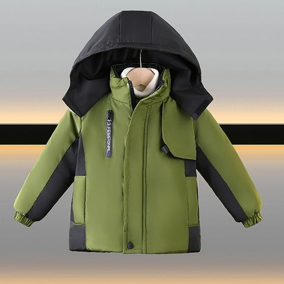 Spazoro Toddler Girls Parka Jackets, Full-Zip Hooded Windproof Fleece Padded Winter Coat for Kids Green Size 6 T