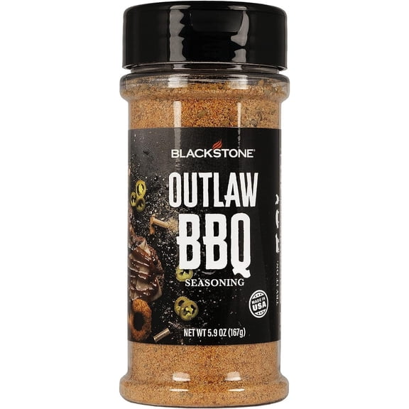 Blackstone 4160 Outlaw BBQ Powder for Beef, Poulty, Pork, Chicken, Fries, Steaks Tasty Spices with Sweetness and Citrus, All-Purpose Cooking Grilling Barbecue Seasoning, 5.9 Oz, Multicolored
