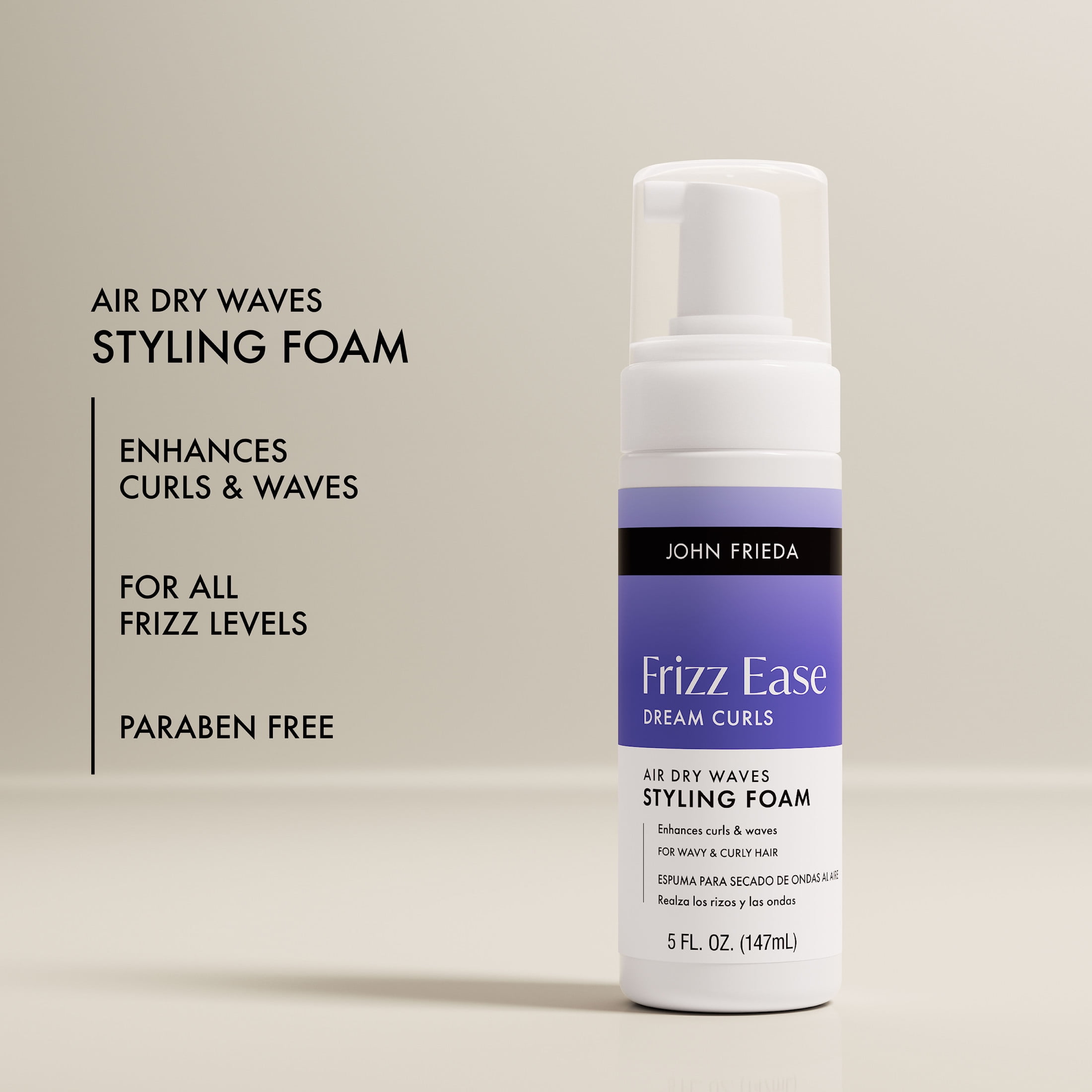 John Frieda Frizz Ease Air Dry Waves Styling Foam for Curly Hair, 5 fl oz