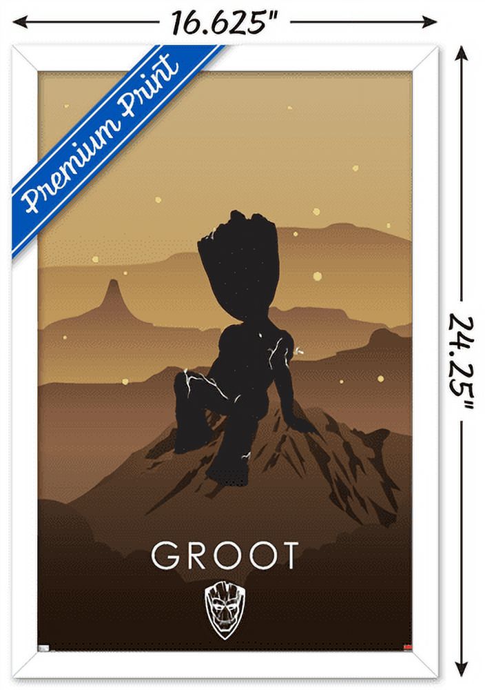 Marvel Heroic Silhouette - Groot Wall Poster, 14.725" x 22.375", Framed