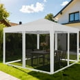 thumbnail image 2 of Costway 10 FT x 10 FT Pop-Up Canopy Tent with Mesh Netting, Carry Bag, 8 Stakes & 4 Ropes Beige, 2 of 10