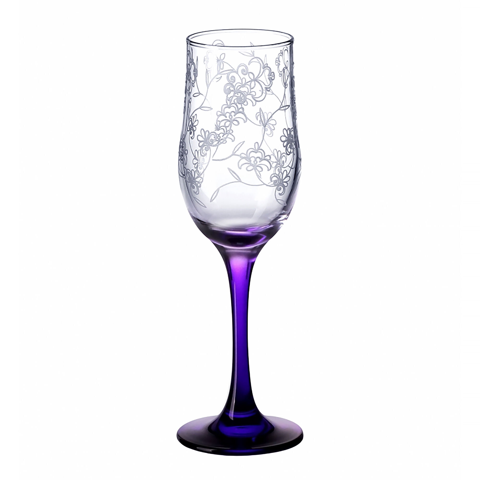 STP GOODS Рrimavera Wine Glass Set of 6 pcs 6.8 fl oz (200 ml) Floral Bar Glasses for Red and White Wine Glass Wine Goblets with Multicolored Stems Champagne Flutes, Clear