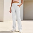 thumbnail image 6 of Womens High Waisted Yoga Pants Straight Leg Leggings Petite Regular, Side Pockets, Slim Fit, Solid Color, Women's Yoga Legging, Bell Bottom,Work Lounge Daily, 6 of 7