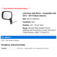 thumbnail image 2 of Left Driver Side Mirror - Compatible with 2012 - 2014 Subaru Impreza 2013, 2 of 2
