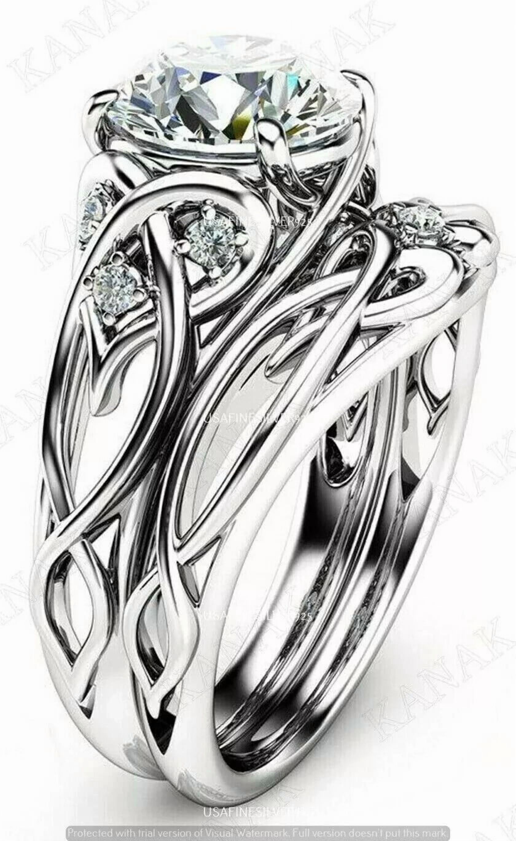 Everly Women's Cubic Zirconia and Emerald Sterling Silver Bridal Set